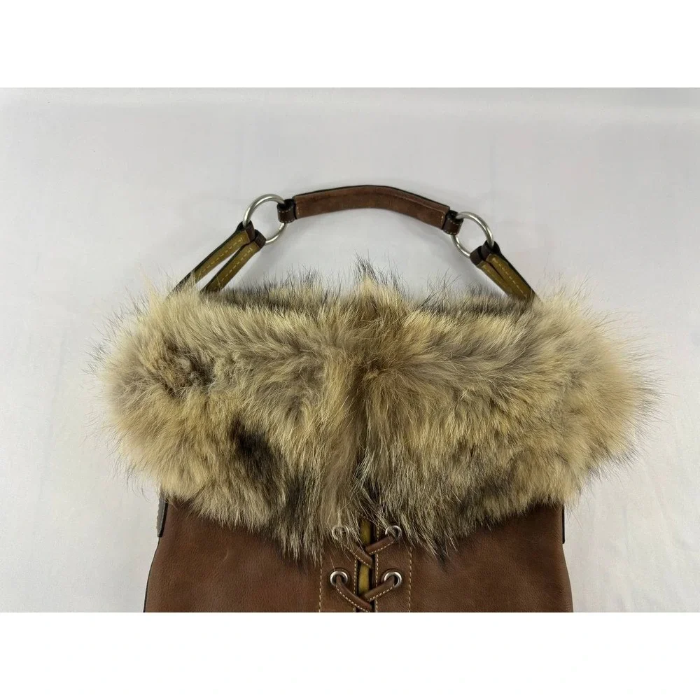 COACH Vintage 2004 Archival Rare Piece Cowhide & COYOTE FUR Hobo No. 1426 Purse